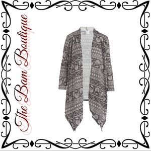 Plus Size Geometric Draped Open Cardigan